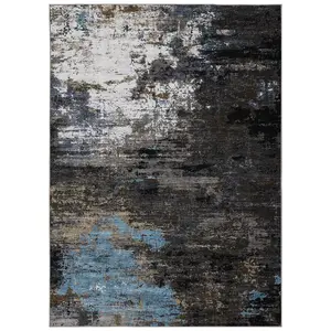 Modern Abstract Large Area Rug 10x13ft – Machine Washable, Collapsible, Non-Shedding, Soft Low Pile Carpet for Living Room & Bedroom – Indoor Floor Mat – Gray Brown – USA Specification