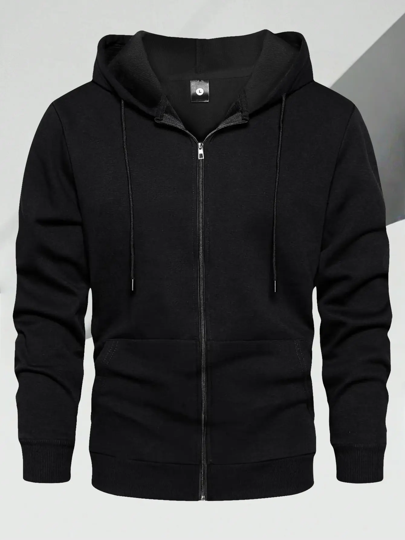 Autumn and winter new tide men's jacket solid colour light plate drawstring pocket zip hooded casual sports outdoor walk men's jacket