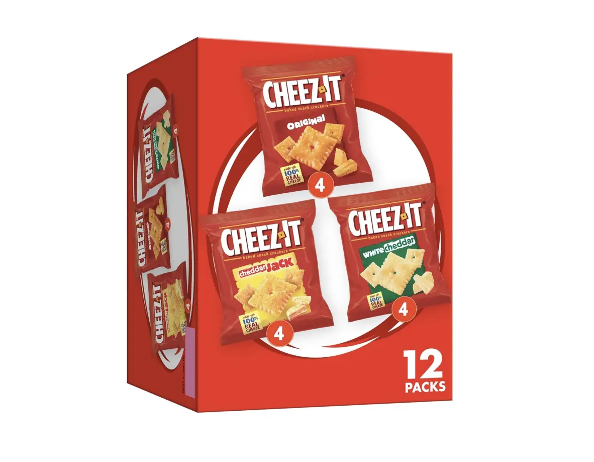 Cheese Crackers, Baked Snack Crackers, Lunch Snacks, Variety Pack, 12.1oz Box (12 Packs)