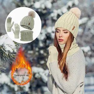 Winter 3-Piece Set: Hat, Scarf & Touchscreen Gloves | Warm, Soft & Cozy | Perfect Christmas & New Year Gift | Ideal for Winter Travel & Outdoor Activities