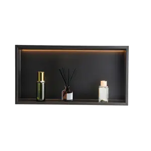 Shower Niche 13" X 25" X 4" Recessed Shelf With LED Strip Stainless Steel For Bathroom Storage, Waterproof Wall Niche Organizer, Built-In LED Lighting, Durable Corrosion-Resistant Construction, Modern Shower Corner Shelf