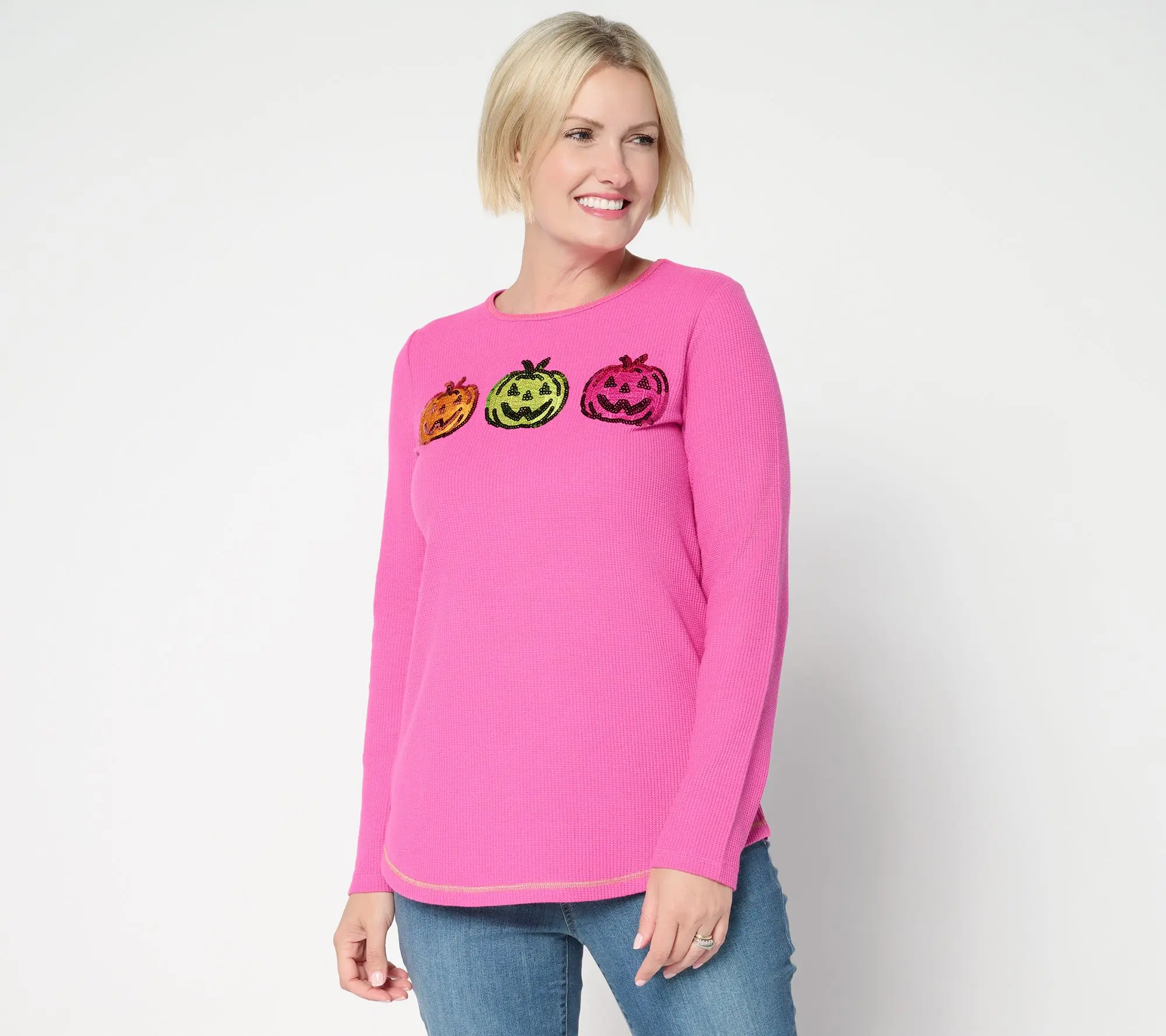 Quacker Factory Triple Treat Waffle Contrast Trim Top