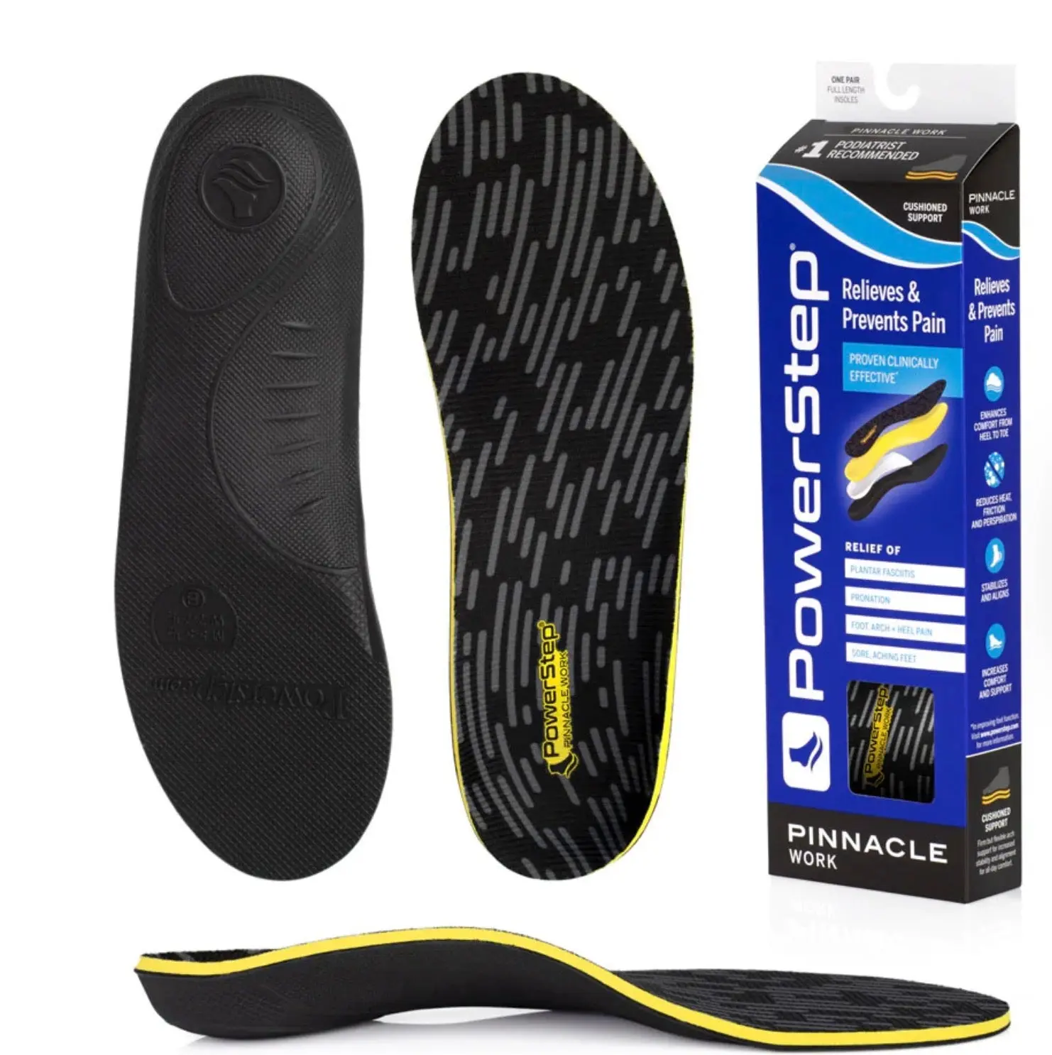 Powerstep Pinnacle Work Insoles, Arch Support Insoles, Work Wear, Foot Pain Relief