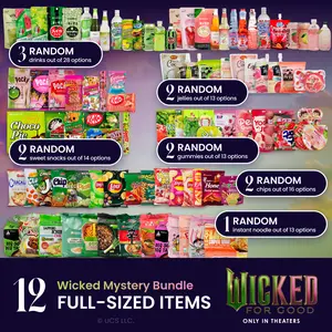 Wicked: For Good x Weee! Mystery Snack Box - 12 Full-Sized Asian Instant Noodles, Snacks, Drinks, Gummies & Jellies | Mystery Snack Box, Blind Box Wicked: For Good x Weee! Mystery Snack Box - 12 Full-Sized Asian Instant Noodles, Snacks, Drinks, Gummies & Jellies | Mystery Snack Box, Blind Box