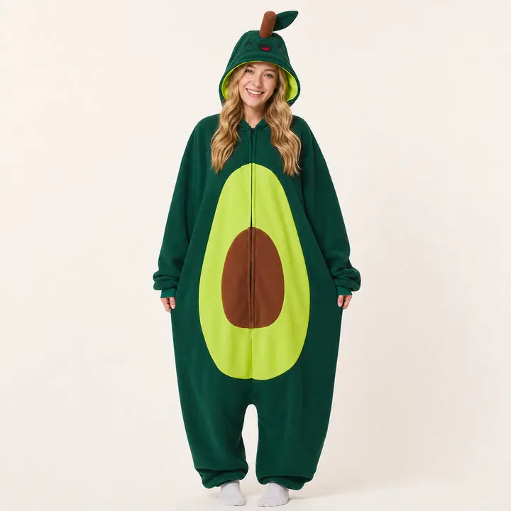 Avocado Kigurumi Onesie, Soft Fabric, Comfortable Fit, Sleepwear & Loungewear
