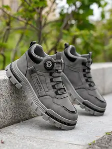 Men's Large Size Button Quick-On High-Top Outdoor Sports Shoes, / Thick Sole Casual Sneakers, Daily Wear, Festival Gift