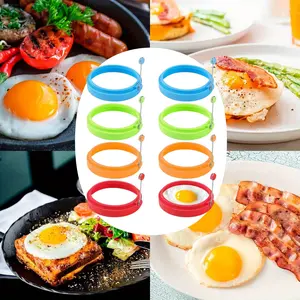 Round Mold for Frying Eggs 8 Egg Rings Non Stick Egg Pancake Ring Mold Round Silicone Egg Cooking Ring Suitable for Pancake Purse Egg Ring Kitchen Small Tool