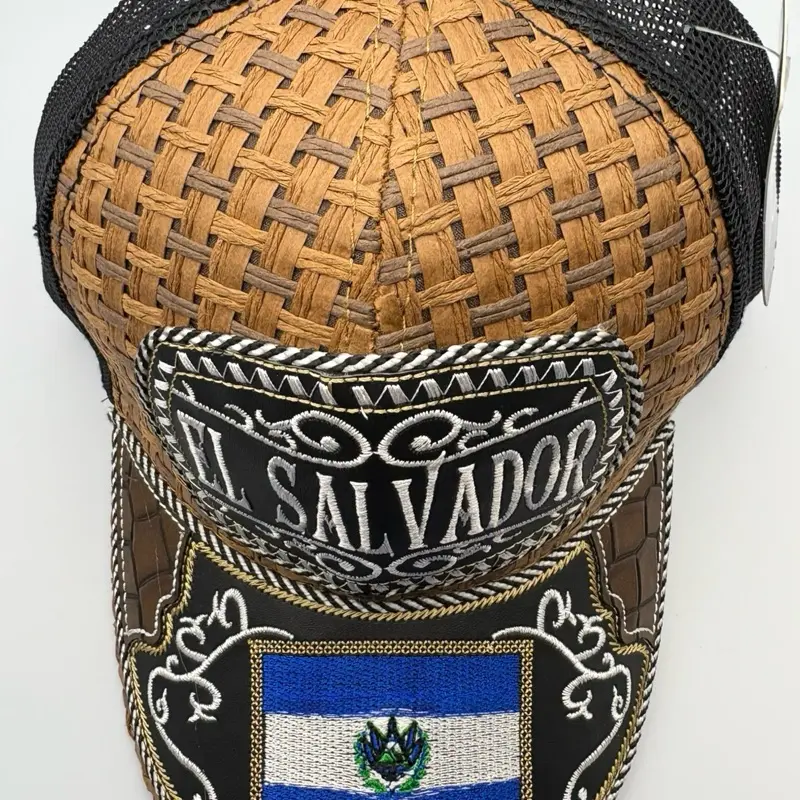 Gorra/Cachucha El Salvador - Woven Design with Flag Embroidery and Text