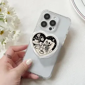 Cute Skeleton Reading Phone Grip, Bookish MagSafe Grip, Acrylic Phone Stand, Bookworm Gift, Spooky Book Club Accessory, Reader Gift