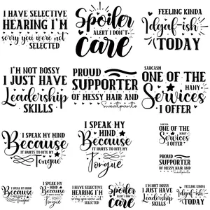 Creative English Quote Heat Transfer Stickers, 8 Large & 8 Small, DIY Clothing Decorations, Suitable for T-Shirts, Hoodies, Bags, Hats, Crafts