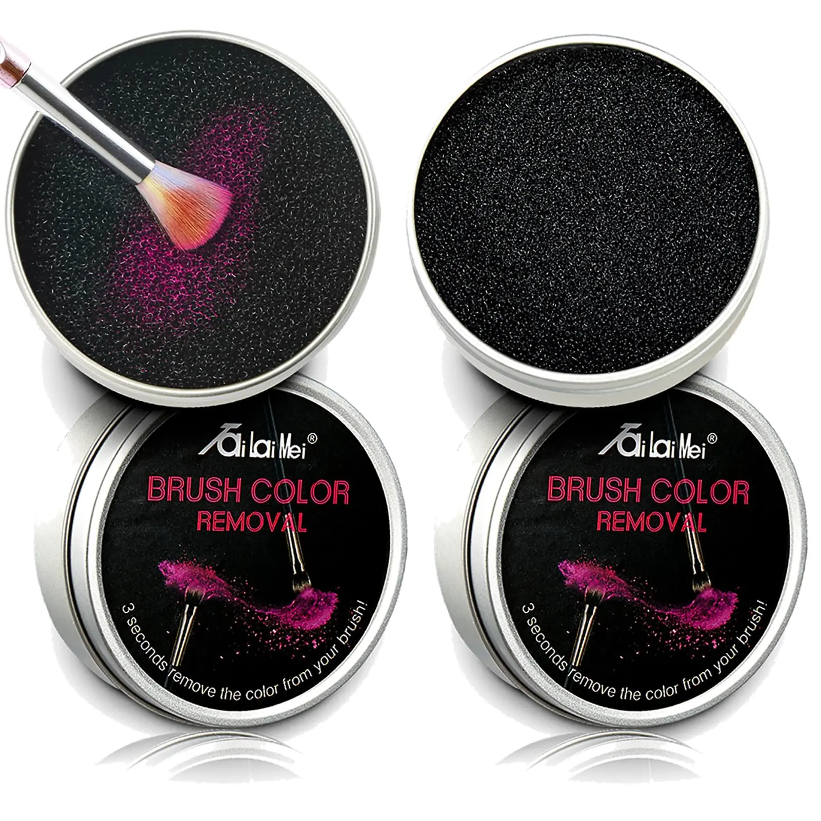 TailaiMei 2 Pack Color Removal Cleaner Sponge, Quickly & Easily Clean Makeup Brushes Powder Without Water or Chemical Solutions Eliminating Drying Time - Switch Eyeshadow Colored Immediately