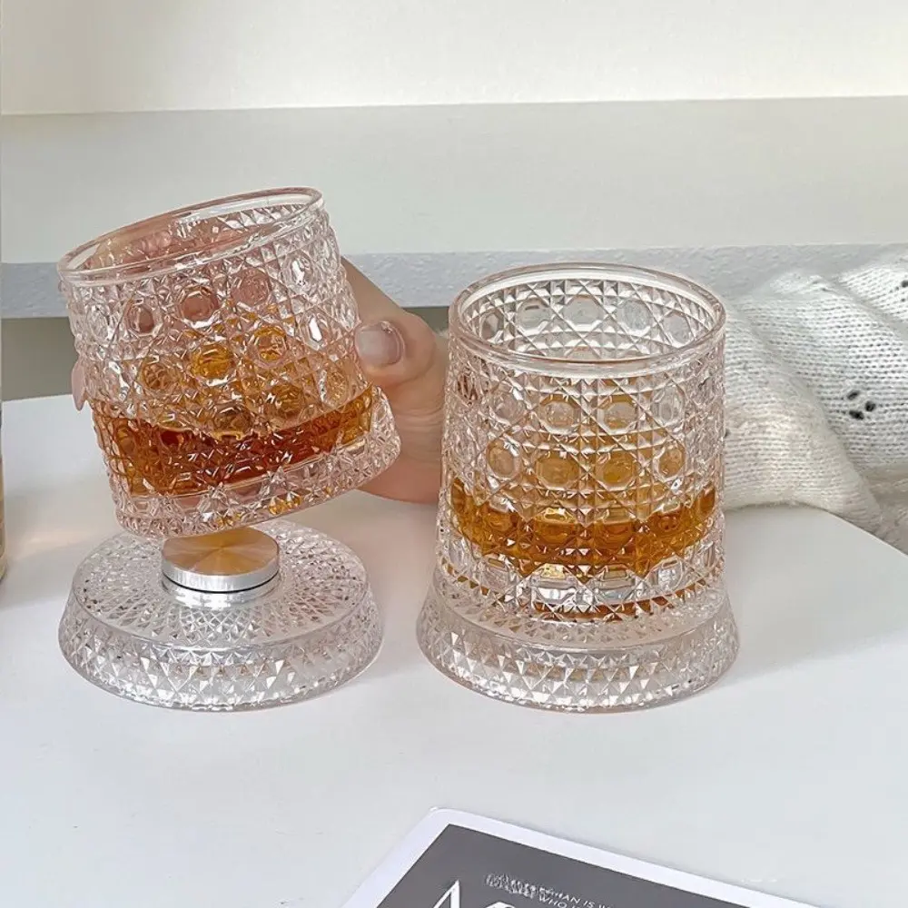 360° Rotating Crystal Glass Cup, Elegant European Bar Gift, Creative Whiskey Glass, Stress Relief Liquor Cup, Suitable for Bars and Beverages, Set
