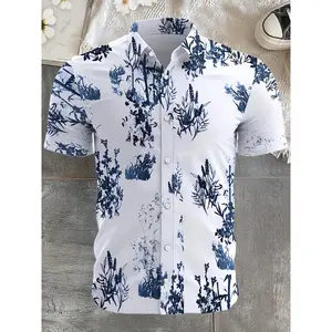 New Summer Men'S Short-Sleeve Hawaiian Shirt Featuring a Stylish And Casual Tropical Floral Pattern