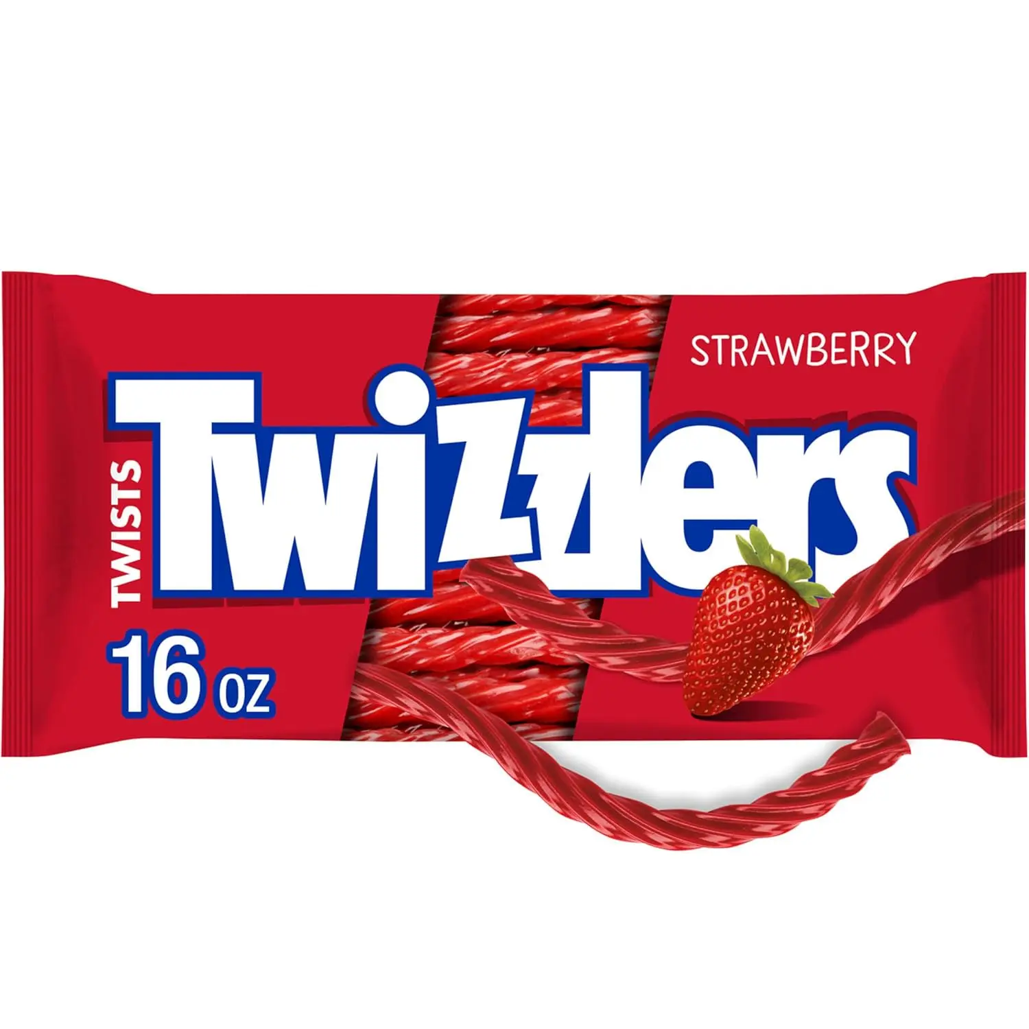 Twists Strawberry Flavored Licorice Style, Chewy Candy Bag, 16 oz | Strawberry Flavored Chewy Licorice Style Twists, Low Fat and Kosher, Classic Movie Snack for Parties and Candy Dishes, 16 oz
