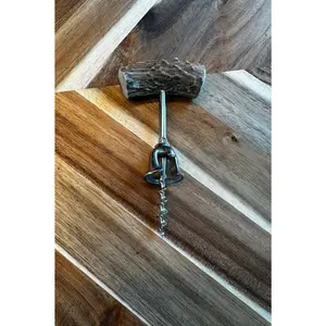 Vintage horn-handled corkscrew with steel worm