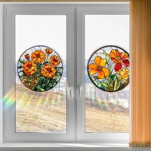 A set (45*45cm*2pcs) of colorful circular flower electrostatic adsorption window glass decorations