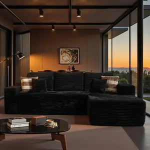 Extra-large Living Room Sectional Sofa, L-shaped Couches Set-(Chaise Lounge + Armchair), Frameless Modular Sofa with Plush Fabric And Foam Filling, Comes with 3 Backrests And 2 Small Cushions, some Color Options, No Asembly Required cloud couches Summervi