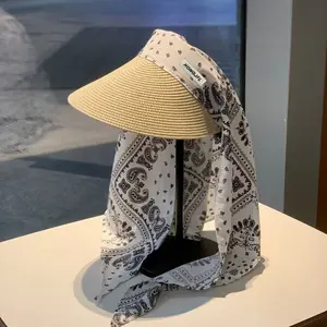 Women's Summer Sun Hat with Wide Brim UV Protection Versatile Headscarf Beach Straw Hat for Outdoor Fashion New Style