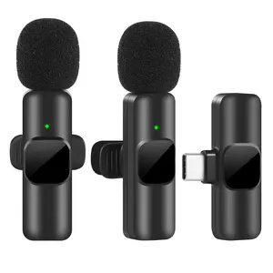 Wireless Lavalier Microphone Portable Audio Video Recording Mini Mic for IPhone  Ipad Android Live Broadcast Phone -Cordless Omnidirectional Condenser Recording Mic for Interview Video