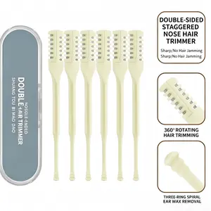 Nose Hair Trimmer Set (6 Pieces), 2025 New Mini Double-Sided Nose Hair Trimmer with Ear Remover, Handheld 360° Rotating Nose Hair Removal Device, Suitable for Men and Women (6 Pieces)