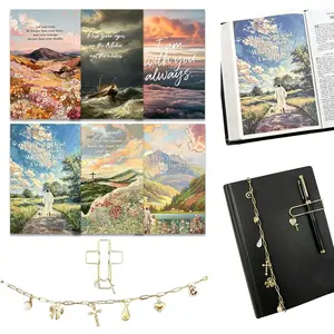 Inserts  Set, 6 count Translucent Vellum  Tip-Ins Page Overlays,  Paperclip Pen Holder with Charms,  Charm Chain, Christian