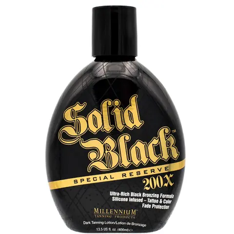 Millennium Tanning Solid Black Special Reserve 200X Tanning Lotion - 13.5 oz DHA-Based Moisturizing Bronzing Tanner with Tattoo & Color Protection, Skin Tighteners, Antioxidants, Firming/Lifting, Even Out Skin Tone & Texture for Indoor Use