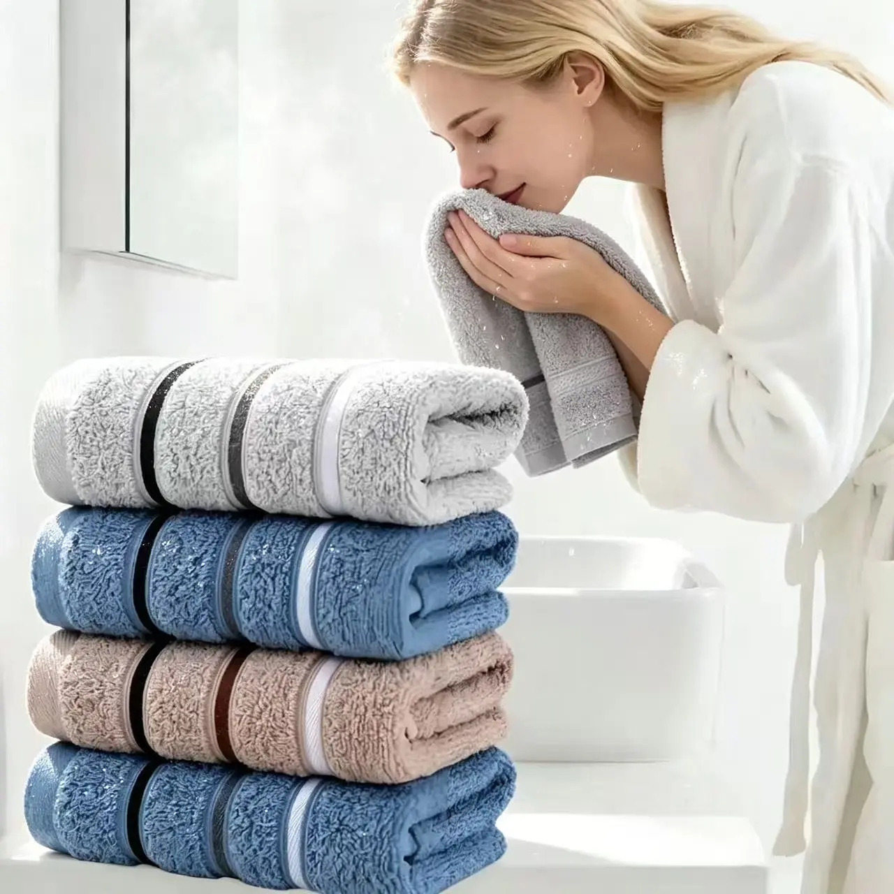 Ultra-soft absorbent pure cotton towel, 13×28.7 inches, lint-free; adult face towel for home use; suitable for everyday bathroom use and also for outdoor gyms; holiday gift for Christmas, Halloween, and Mother’s Day.