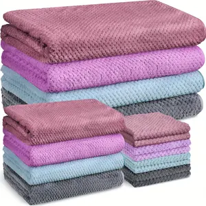 12pcs Bath Towels And Washcloths Sets Quick Dry Coral Velvet Highly Absorbent Bathroom Towel Set for Shower Spa Hotel (4 Colors)
