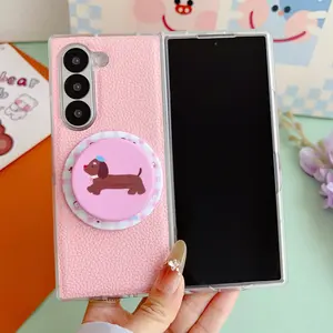 Transparent Edge Magnetic Leather Phone Case with Stand, Durable Protection, Shockproof Phone Cover for Samsung Galaxy Z Fold7 Z Fold6 Z Fold5 Z Fold4 3