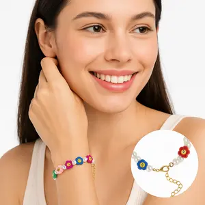 Smiley Face Flower Bead Bracelets