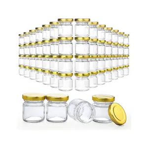 60 Pack Small Glass Jars with Lids, 1.5 oz Mini Honey Jars, Candle Jar for Candle Making for Gifts, Crafts, Spices, Wedding, Party Favors