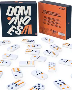 Suck UK Classic Dominoes Set with Colored Dots, 28 Tiles Board Game in Gift Box for Family Game Night