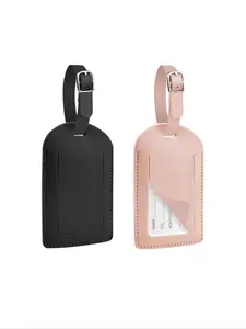 PU Leather Luggage Tag, Window Style Multi-Color Strap Name Tag, Suitcase Label Card, Backpack Travel Essential, Baggage Claim Identifier, Backpack Accessories