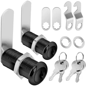 Keyed Alike 1-1/2 Inch Black Cam Locks with Keys 2 Pack Replacement Locks for Secure Drawer Files Cabinet RV Storage Black Finish