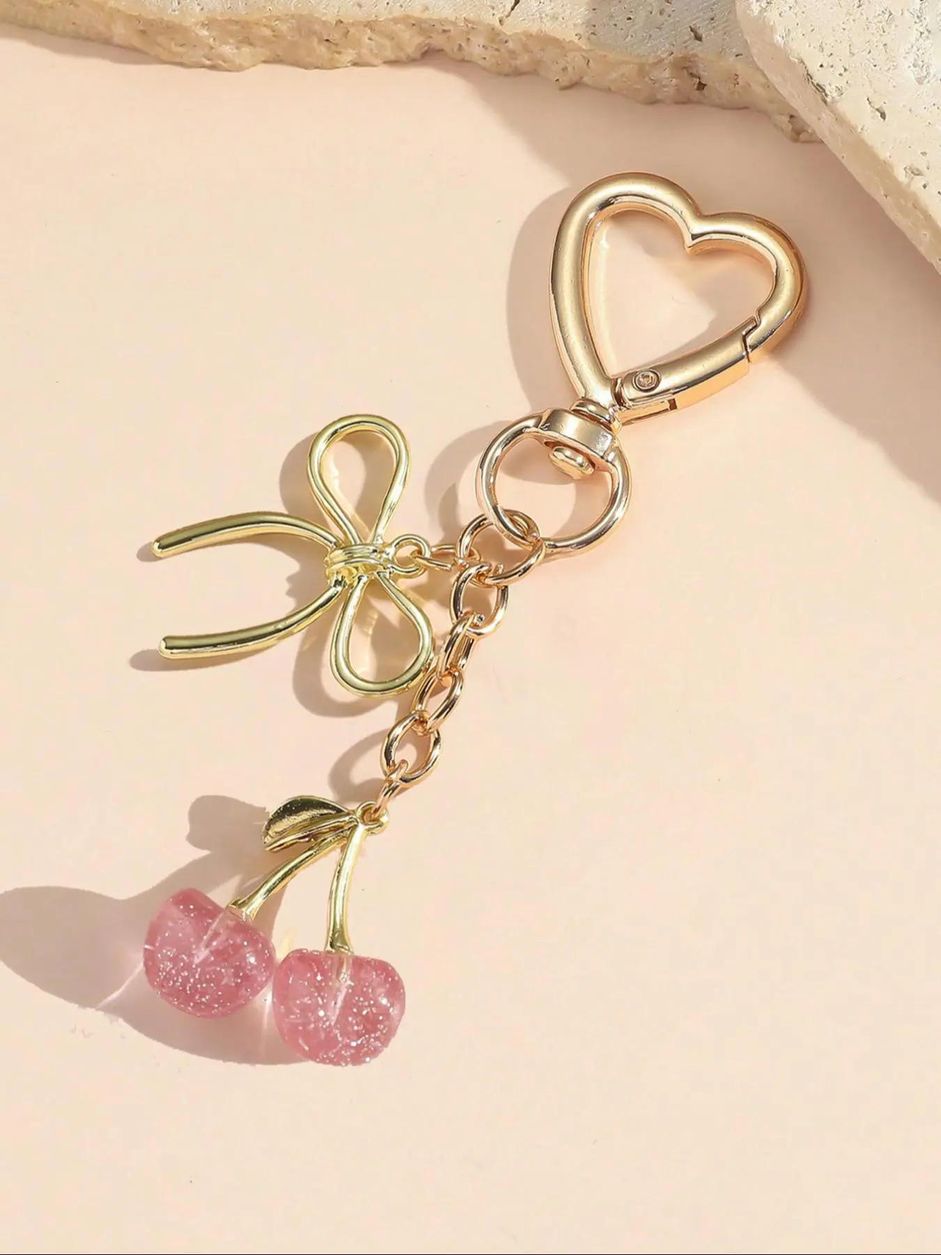Women's Cute Cherry & Bow Decor, Minimalist Bag Charm, Fashion Accessories for Women & Girls, Trendy Cute Girly Keychain, Keychain Jewelry, Fashionable Alloy Keychain, Cherry Bow Keychains