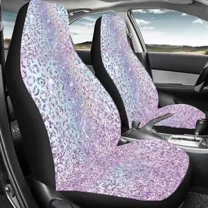 Glitter Gradient Leopard Print Car Seat Cover, Durable Polyester Car Seat Protector, Universal Car Interior Accessories for Front & Rear Seats