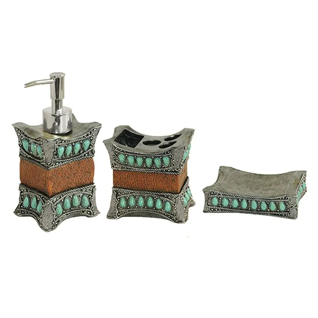 Turquoise 3PC Bath Countertop Accessory Set Turquoise 3PC Bath Countertop Accessory Set