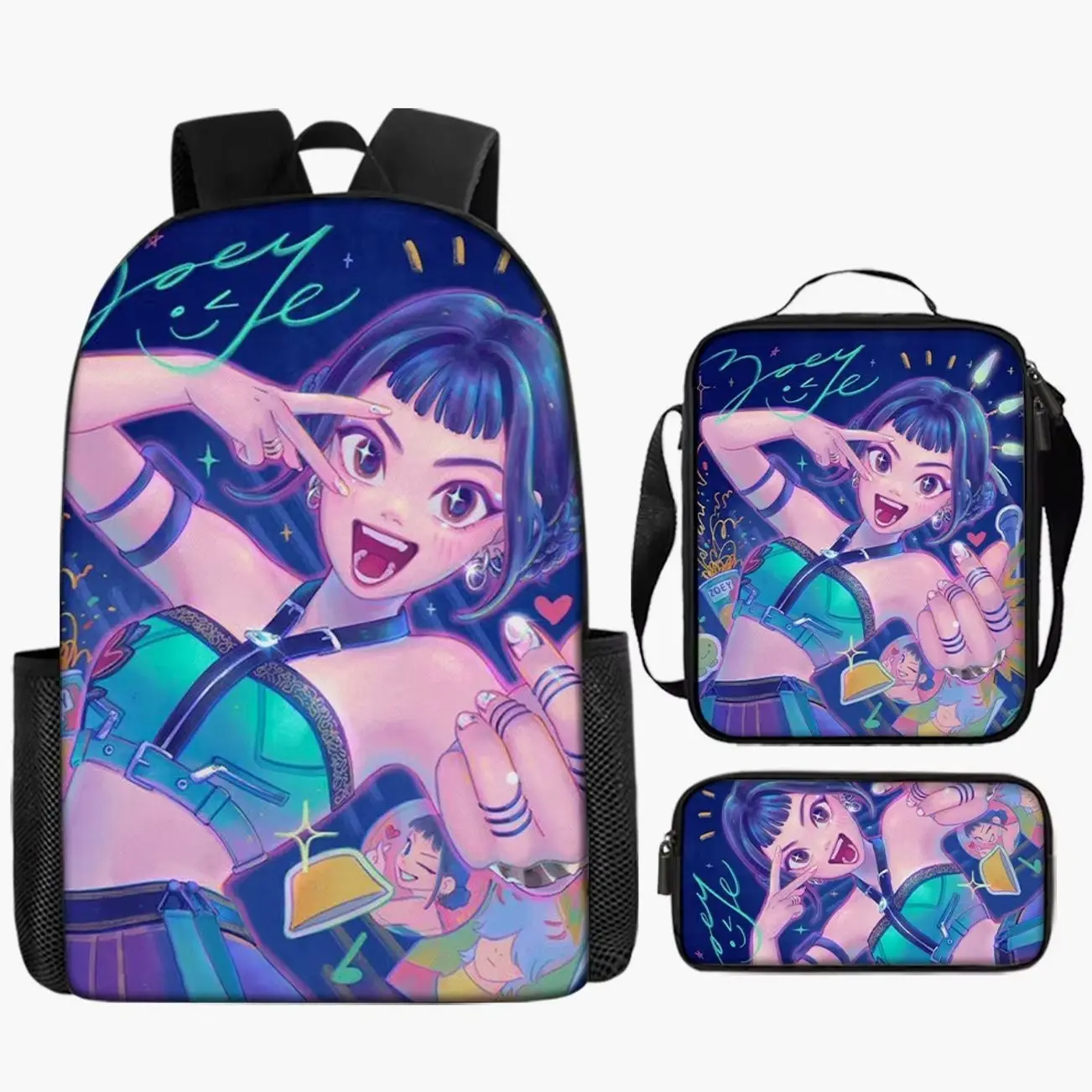 K-Pop Anime Girl Power Demon Hunter School Bag Combo | Student Backpack Insulated Lunch Box Pencil Pouch | Kids Gift