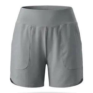 Women's 3/5/7/9-inch high-waisted lightweight board shorts are made of quick-dry and breathable fabric with practical side pockets. They can be worn as swim bottoms, running and workout shorts, or tankini base bottoms. Available in plus sizes with a flatt