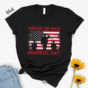 [Sale off up to 50%] Memorial Day American Flag T-Shirt: Remember & Honor, Graphic Streetwear T-shirt