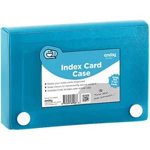 Enday Index Card Holder 3x5 Note Flash Card Organizer Case with 5 Dividers Holds 100 Cards Secure Snap Closure & Adhesive Tabs for Easy Organization