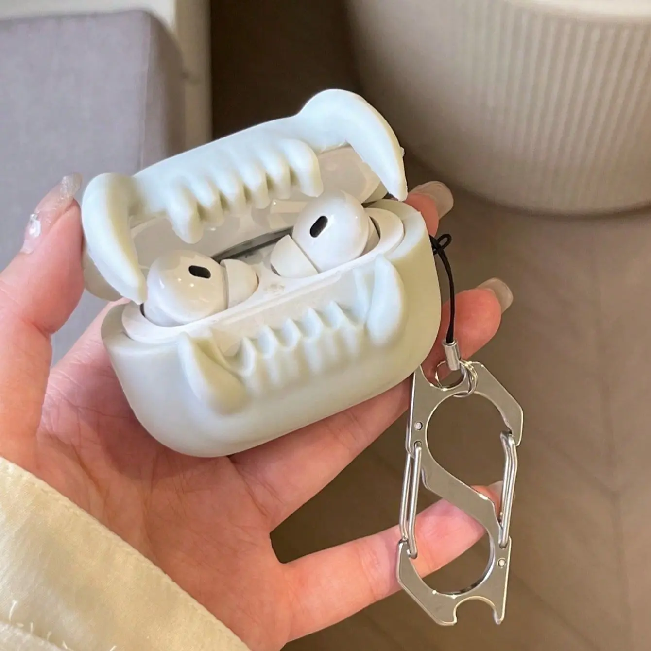 Silicone Tiger Tooth Earphone Case for Apple AirPods Pro 2, Ipods 3 Fourth Generation, AirPods 4 Bluetooth-compatible Cover Shell Protection Durable