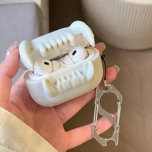 Silicone Tiger Tooth Earphone Case for Apple AirPods Pro 2, Ipods 3 Fourth Generation, AirPods 4 Bluetooth-compatible Cover Shell Protection Durable