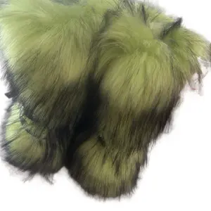 Fur Boots - Green and Black Faux Fur Winter Boots for Women