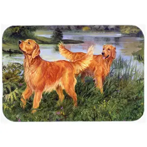 212 MAIN Tempered Glass Cutting Board, Large Heatproof Kitchen Chopping Board with Golden Retrievers Art Print