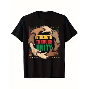 Juneteenth & Black History Month T-Shirt - Strength Through Unity African American Pride Graphic Tee, 100%25 Cotton Breathable Round Neck Shirt for Men & Women, Unisex Casual Comfort Fit, Unity T Super Soft and Breathable Fabric Casual Wear, Short