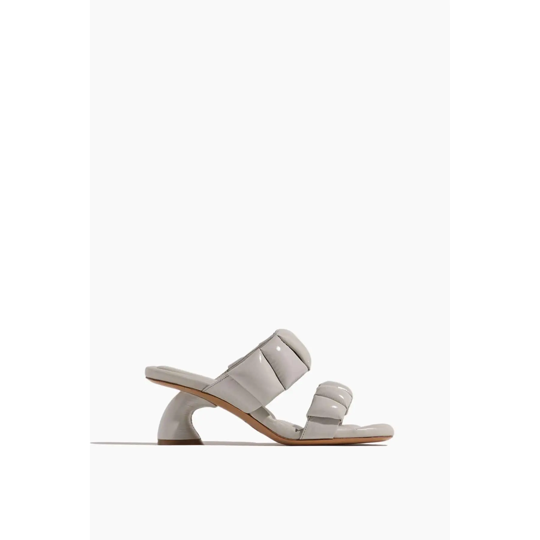 Puffy Patent Leather Heel in Off White