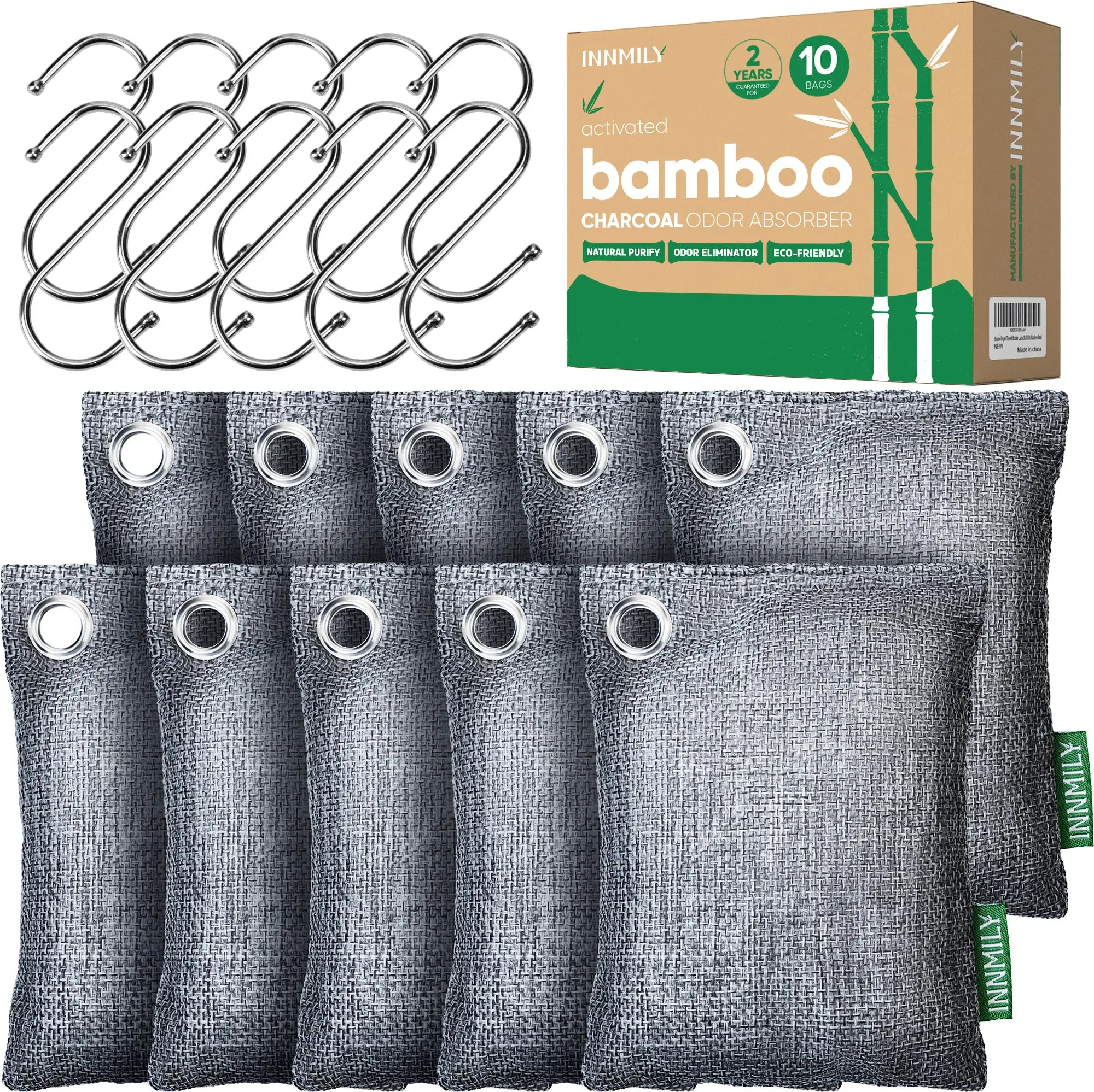 6/10 Pack Activated Charcoal Odor Absorber, Odor Eliminator for Strong Odor,Bamboo Charcoal Air Purifying Bags for Home Car Closet Pet, Smoke Room Deodorizer
