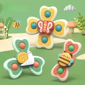 3-Piece Colorful Suction Toy Set, Best Gift Choice, Fun Insect & Nature Theme Spinning Toys for Bathrooms, Windows, Travel