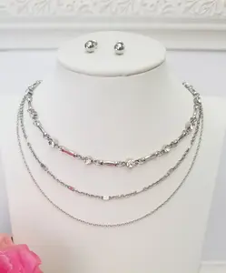 Fashion multi choker silver necklace set